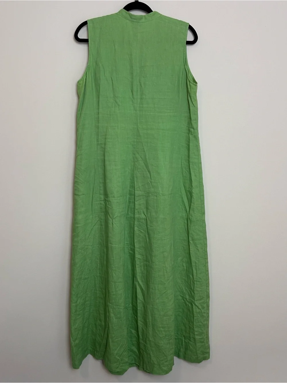 J. Jill Green Linen Pintuck Pleated Sleeveless Maxi Dress Medium Coastal